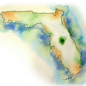Florida Map in Watercolor